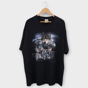 Vintage Thunder Road Biker T Shirt XXL Wolf Motorcycle Double Sided Graphic USA
